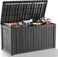 180 Gallon Resin Outdoor Deck Box Waterproof Patio Furniture, Garden Tools, Cushions, Pool Accessories Outside Storage (Black, 180 Gallon)