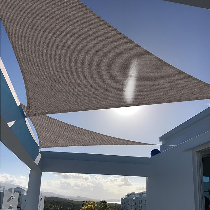 SUNNY GUARD Custom Size 19'x29'x29' Triangle Brown UV Block Sunshade for Backyard Yard Deck Patio Garden Outdoor Activities and Facility(Customized)