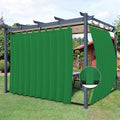 Easy-Going Outdoor Patio Curtains Detachable Tab Top Windproof Weatherproof Curtain for Cabana, Porch, Pergola and Gazebo, Tab Bottom Drape, 2 Panels, 110W x 108L inch, Green