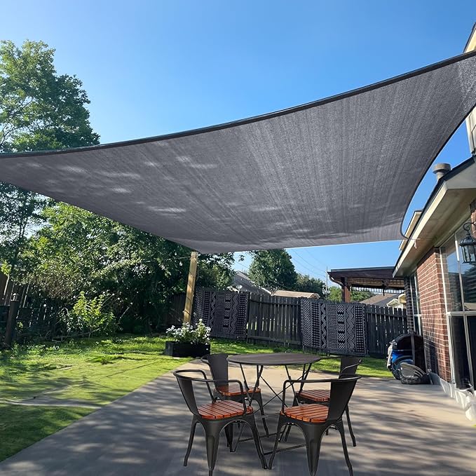 SUNLAX Sun Shade Sail 10' x 20' Dark Grey Rectangle Canopy Sail Shade Cover UV Block Permeable Sunshade Outdoor for Patio Backyard (We Make Custom Size)