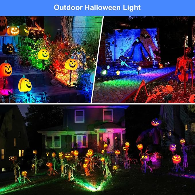 Halloween Christmas Spotlight Outdoor Color Changing Landscape Spotlights,12W RGBW LED Outdoor Spot Lights for Yard Garden Decor,Waterproof 110V Plug in Landscape Lighting with Remote,6 Packs
