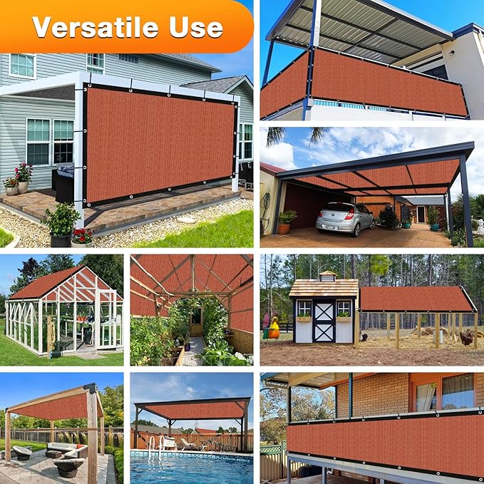 Artpuch 90% Sun Shade Cloth, 9 x 9 FT Pergola Shade Cover Canopy with Grommets, Sun Screen Fabric Tarp for Patio, Outdoor, Garden, Backyard, Rust Red