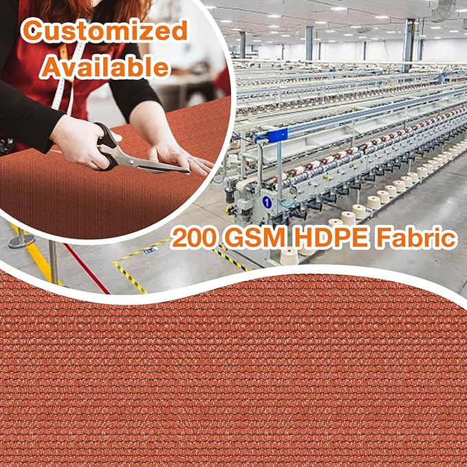 Artpuch 90% Sun Shade Cloth, 7 x 20 FT Pergola Shade Cover Canopy with Grommets, Sun Screen Fabric Tarp for Patio, Outdoor, Garden, Backyard, Rust Red