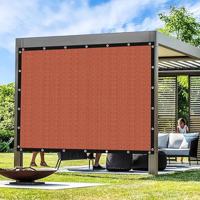 Artpuch 90% Sun Shade Cloth, 15 x 15 FT Pergola Shade Cover Canopy with Grommets, Sun Screen Fabric Tarp for Patio, Outdoor, Garden, Backyard, Rust Red