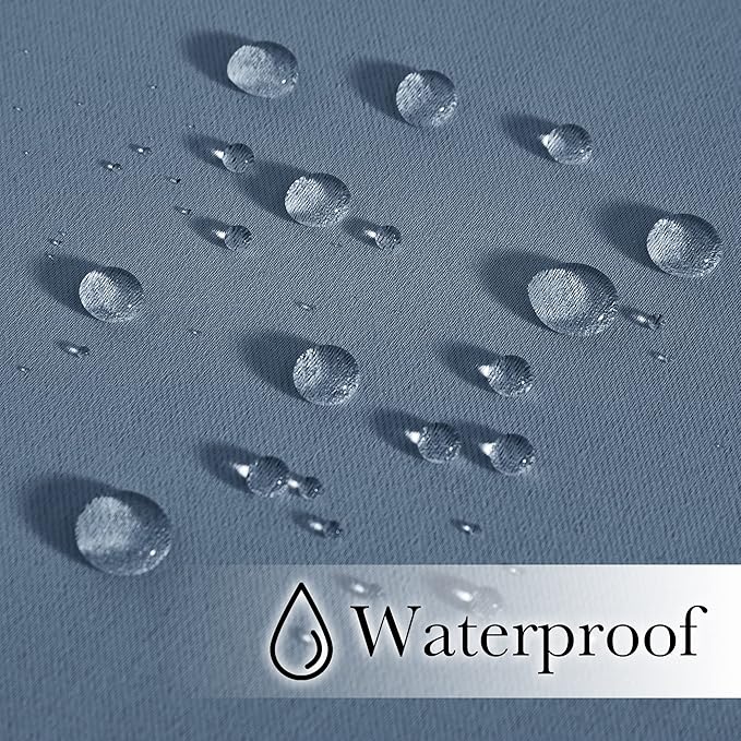 NICETOWN 2 Panels Gazebo Curtains Outdoor Waterproof & Windproof, Top & Bottom Grommet with Back Tab Wind-Break Outdoor Dividers Blackout Blinds with Fixed Rope for Patio, Stone Blue, W52 x L95