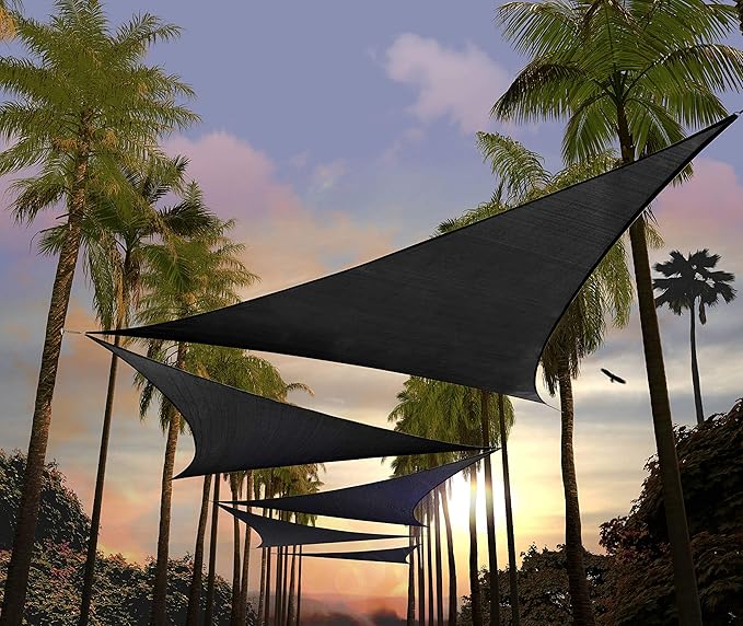 Amgo Custom Size 7' x 7' x 7' Black Triangle Sun Shade Sail UPF50+ AGTAPRT12, Order to Make Canopy Awning, 95% UV Blockage, Water & Air Permeable, Commercial Standard (We Customize)