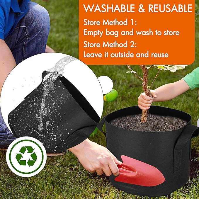 Gardzen 6-Pack 7 Gallon Grow Bags, Aeration Fabric Pots with Handles, Heavy Duty Cloth Pots for Plants