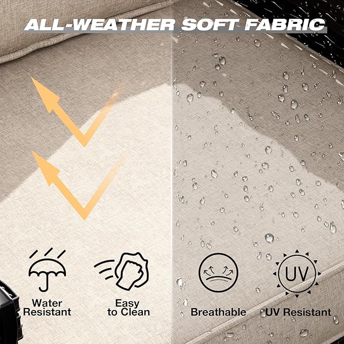 Joyside Wicker Patio Furniture Sets, 8 Pieces Upgraded Large Size Outdoor Furniture with Swivel Rocking Patio Chairs, Patio Dining Chair, 3-Seat Sofa, Outdoor Ottoman, Thick Cushions, Wide Armrest