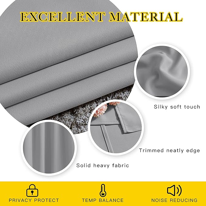 NICETOWN Blackout Curtain for Sliding Glass Door - Patio Door Curtains, Thermal Insulated Wide Drapes/Draperies for Bedroom/Living Room, Silver Grey, 1 Panel, 100 by 84-Inch