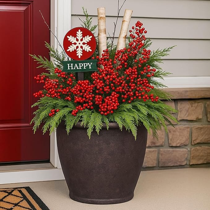 Sunnydaze 24-Inch Anjelica Large Plastic Pot for Plants - Outdoor Double-Walled Large Plastic Planter with Drillable Drainage Holes - Rust - 3pk