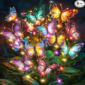 Solar Lights Outdoor Garden Decor: 8 Pack 136 Silk Butterflies with 176 Color-Changing LEDs - Auto On/Off 12H Magical Lighting IP65 Waterproof for Yard Patio Pathway - Unique Gifts for Mom Grandma
