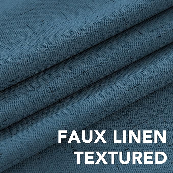 H.VERSAILTEX 100% Blackout Curtains for Bedroom Thermal Insulated Linen Textured Curtains Heat and Full Light Blocking Drapes Living Room Curtains 2 Panel Sets, Blue Sapphire, 42x84 Inch