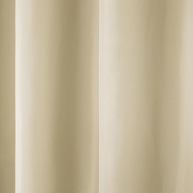 TOWN & COUNTRY BASICS Cabana Solid Heavyweight Indoor Outdoor Curtains, Light Filtering Opacity with Grommet Top, Water Repellent, 2-Pack Set, 54"x108", Natural