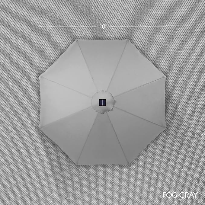 Best Choice Products 10ft Solar LED Offset Cantilever Hanging Market Patio Umbrella, Smooth 360° Rotation, 8 Sturdy Ribs, Easy Adjustment - Fog Gray