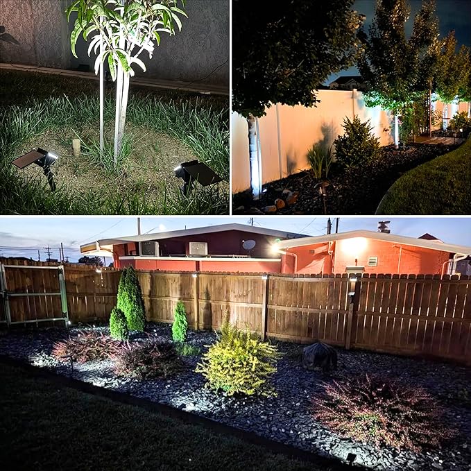 VOLISUN Solar Spotlight Outdoor, IP67 Waterproof Solar Landscape Spot Lights，Uplights for Yard Garden Pathway - 8 Pack (Cool White) 27 LED 3 Lighting Modes