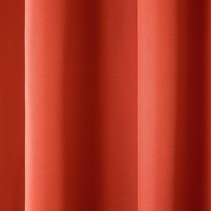 TOWN & COUNTRY BASICS Cabana Solid Heavyweight Indoor Outdoor Curtains, Light Filtering Opacity with Grommet Top, Water Repellent, 2-Pack Set, 54"x120", Mecca Orange