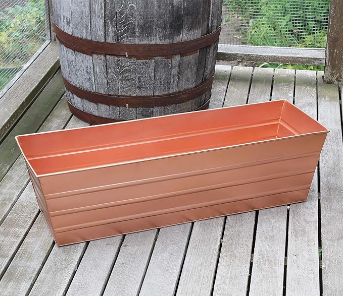 Achla Designs C-21C Plated Flower Box, Window Flowerbox Planter, Large, Copper