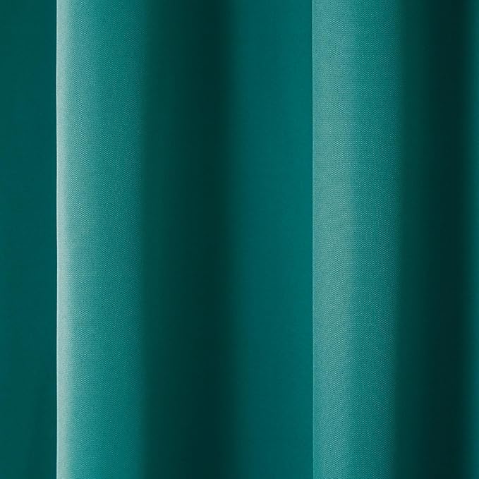 TOWN & COUNTRY BASICS Cabana Solid Heavyweight Indoor Outdoor Curtains, Light Filtering Opacity with Grommet Top, Water Repellent, 2-Pack Set, 54"x108", Dark Teal