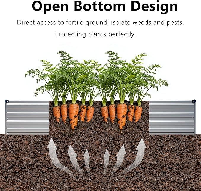 10x2x1ft(2 Pack) Galvanized Raised Garden Bed,Outdoor Planter Boxes Metal Patio Kit Planting Bed for Vegetables Flowers,Silver