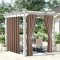 NICETOWN 2 Panels Weighted Patio Curtains Outdoor Waterproof 84 inches Long, Rustproof Grommet Blackout Heavy Weight Privacy Indoor Outdoor Drapes Thermal Curtains for Pergola, Tan