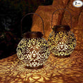 Set of 2 Solar Lantern Outdoor Hanging Decorative Lights for Garden Patio Porch Decorations. (Black)