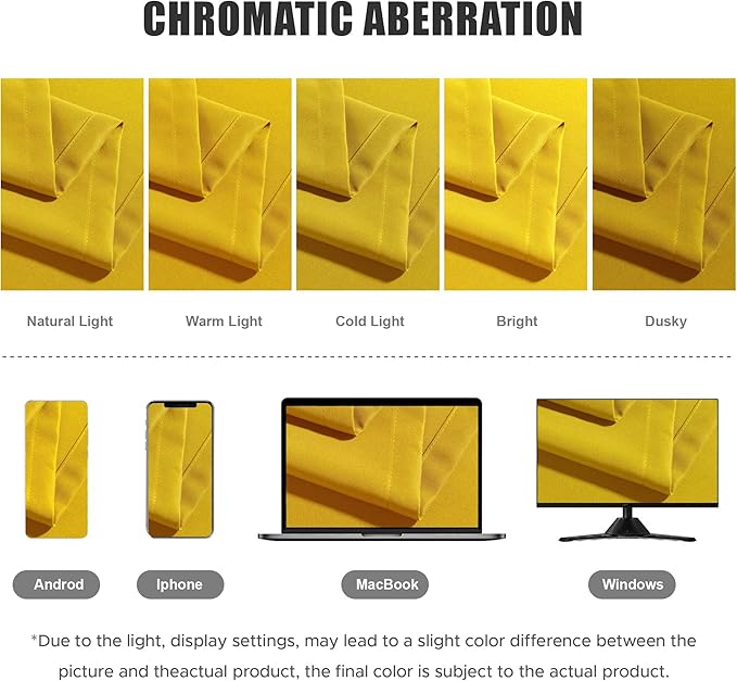 BONZER Waterproof Outdoor Curtains for Patio Porch Pergola Cabana Light Filtering Privacy Grommet Indoor Curtain Panels for Bedroom Living Room, 1 Panel, 54W x 120L inch, Yellow