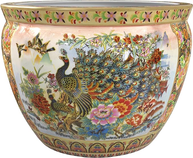 Red Lantern Large 22" Satsuma Porcelain Fishbowl Planter