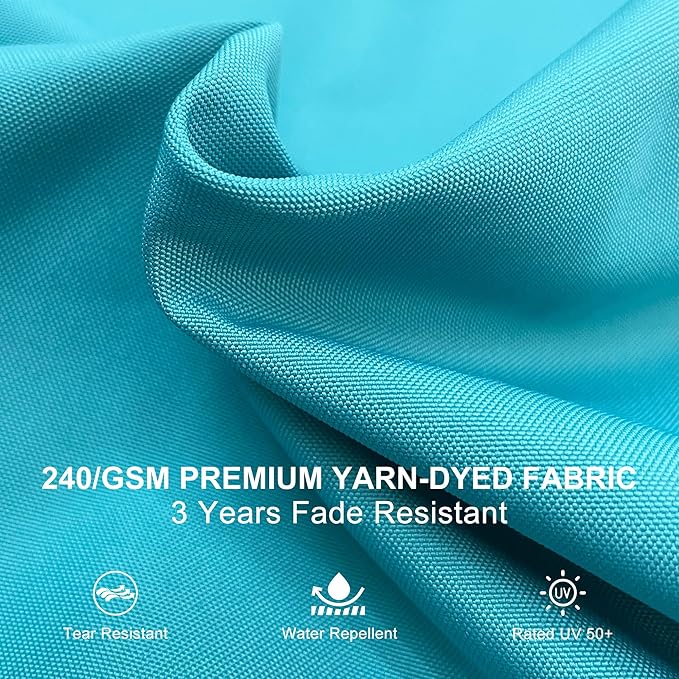 PURPLE LEAF 12 Feet Double Top Deluxe Square Patio Umbrella Offset Hanging Umbrella Cantilever Outdoor Market Umbrella Garden Turquoise Blue