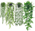 Der Rose 4Pcs Fake Plants Hanging Artificial Ivy Vine Faux Eucalyptus Hanging Plants, Boston Fern, String of Pearls for Living Room Bedroom Boho Wall Shelf Indoor Outdoor Decor