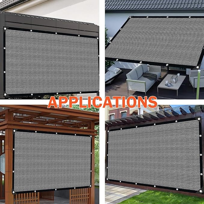 Grey Sun Shade Cloth,Pergola Shade Cover with Reinforced Grommets,90% Shade Fabric Fence Privacy Screen Balcony,Pergola Shade Cover Canopy Garden Carport Porch Deck Patio,4x6FT