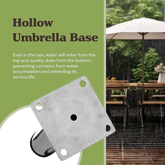 Pure Garden Deck Umbrella Base - Adjustable Inground Umbrella Stand for 1.25-2.2in Diameter Pole - Flagpole Holder or Patio Umbrella Stand (Silver)