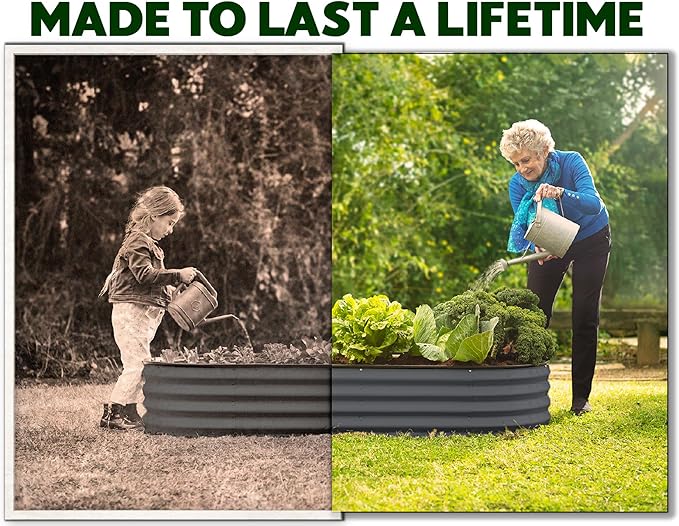 Plant & Plot Galvanized Raised Garden Beds Outdoor // 6×3×1 ft (2-Pack) Planter Raised Beds for Gardening, Vegetables, Flowers // Large Metal Garden Box // Patented Tool-Free Design (Gray)