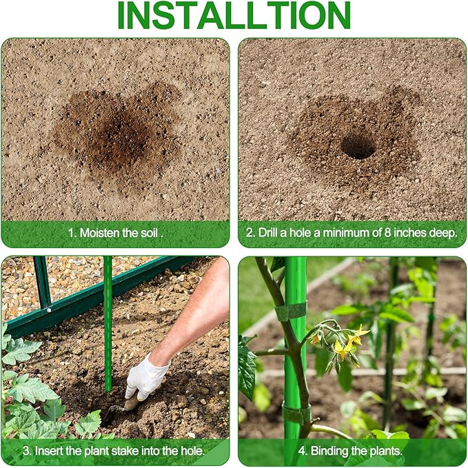 WAENLIR Garden Stakes 30 inch 2.5ft Sturdy Tomato Stakes, Plant Stakes for Outdoor Plants, Plant Support Sticks for Gardening, Pack of 30