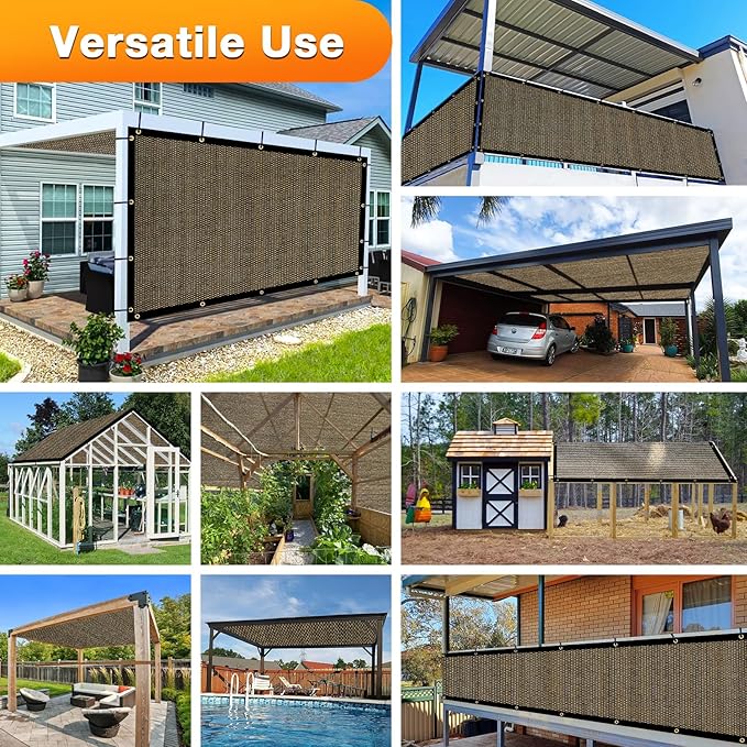 Artpuch Outdoor Pergola Shade Cover 10x17 FT Sun Shade Cloth with Grommets Mocha 90% UV Protection Canopy Patio Privacy Screen (Customized Available)