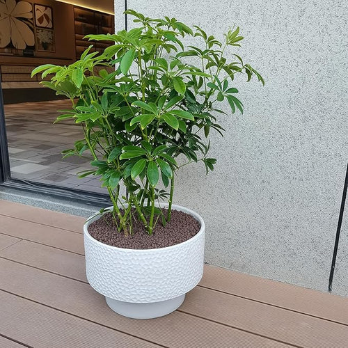 13 Inch Ceramic Plant Pots, Planter Pot with Drainage Hole, Honeycomb Ceramic Flower Pot Outdoor Indoor, Large Modern Decorative Planters for Home/Office Plants, White