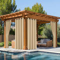 NICETOWN Fade Resistant Outdoor Curtains 2 Panels, Lightfastness Grade 4 Longlasting Waterproof Sun Blocking Thermal Insulated Draperies for Patio, Gazebo, Biscotti Beige, W52 x L96 Inch per Panel
