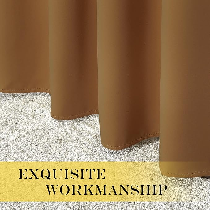 NICETOWN Room Divider Curtain 132 Inches Long, Wide Blackout Sliding Door Curtain for Bedroom, Room Darkening Privacy Window Curtain for Patio Door (1 Panel Set, Gold Brown, 80 x 132 Inch)