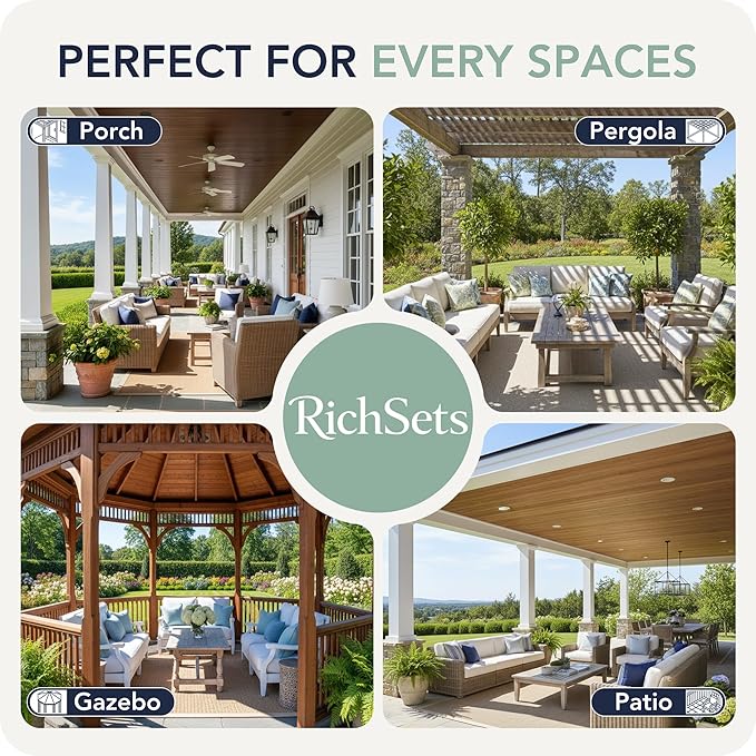 Outdoor Curtains for Patio Waterproof 6 Panels - Windproof, Privacy, Weatherproof Outside Drapes for Gazebo Pergola Porch, Grommet Top and Tab Bottom, 54x108 Inch, White