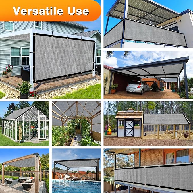 Artpuch Outdoor Pergola Shade Cover 9x15 FT Sun Shade Cloth with Grommets Light Grey 90% UV Protection Canopy Patio Privacy Screen (Customized Available)