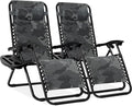 Best Choice Products Set of 2 Adjustable Steel Mesh Zero Gravity Lounge Chair Recliners w/Pillows and Cup Holder Trays - Camoflage