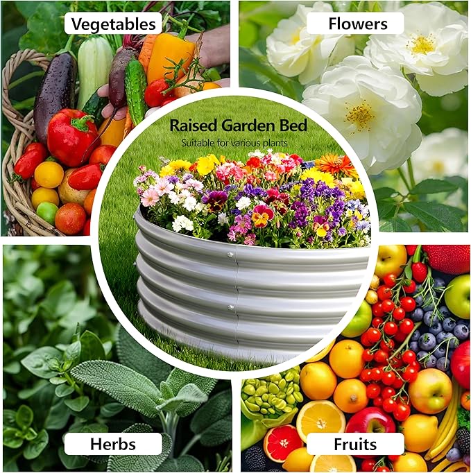 2PCS 8x4x1FT Galvanized Raised Garden Bed Kit,Vegetable Boxes-Oval Metal Flower Box,Large Planter Raised Beds Outdoor Garden for Planting,Fruit,Herb-Silver