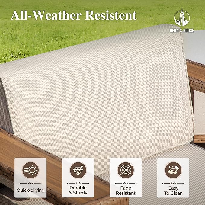 HERA'S HOUSE 6 Pieces Sectional Patio Furniture Set, All Weather Patio Conversation Set, Outdoor Rattan Wicker Sofa with 5.3" Widened Armrest, Patio Couch, 10" Ultra Thick Comfy Sponge Cushion