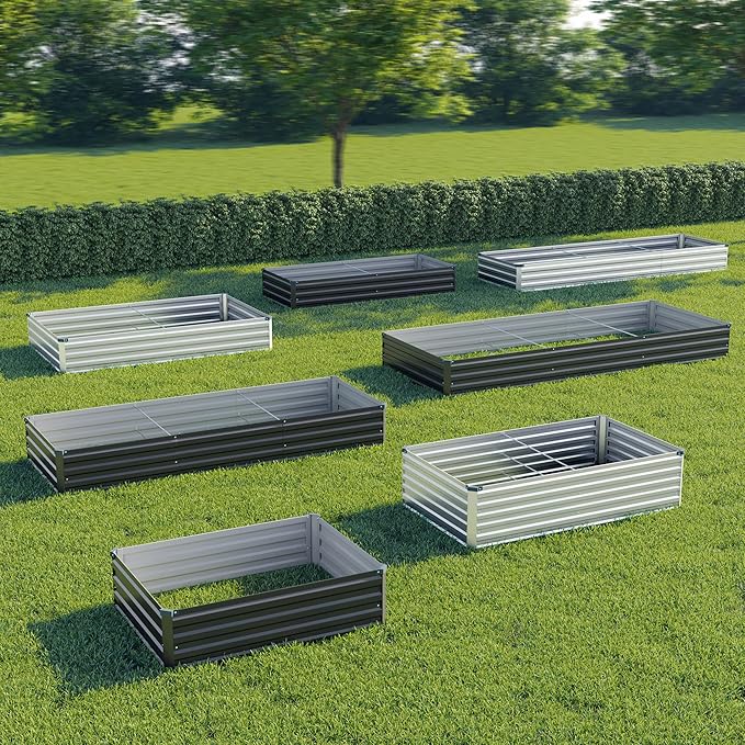 4x3x1 ft(2 Pack) Galvanized Raised Garden Bed,Outdoor Planter Box Metal Patio Kit Planting Bed for Vegetables Flowers and Succulents,Silver