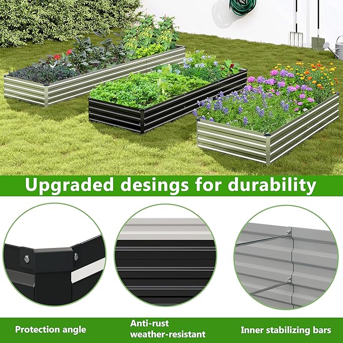 2PCS 7x3x1ft Galvanized Raised Garden Bed Kit, Galvanized Planter Raised Garden Boxes Outdoor, Large Metal Raised Garden Beds for Vegetables,Black