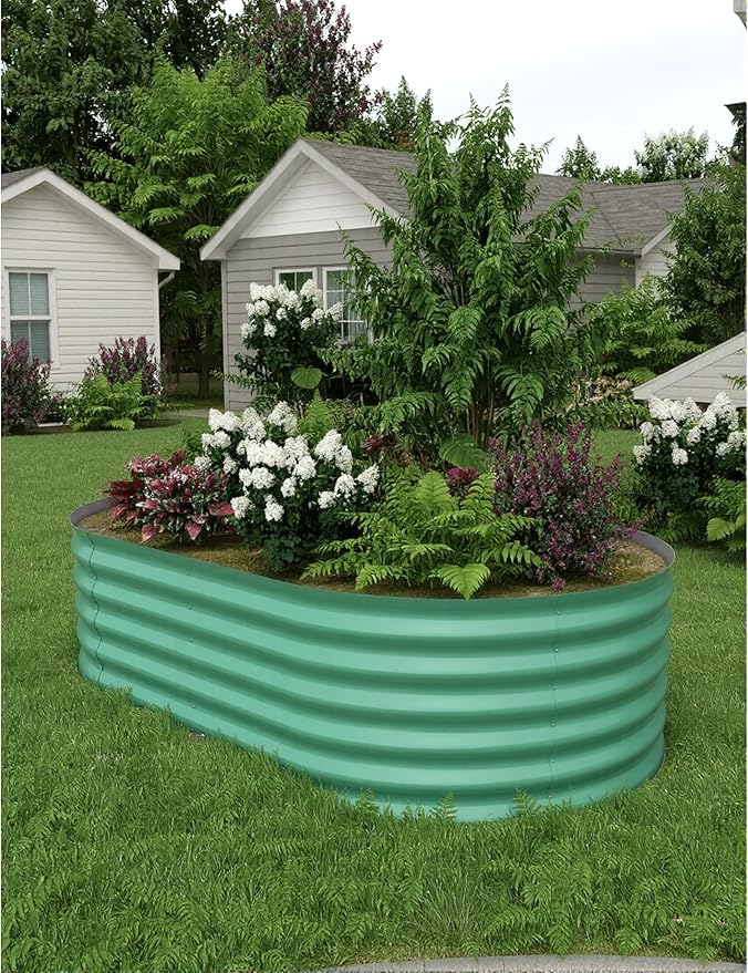 2 Pcs Raised Garden Beds Outdoor 8x4x1.5 ft - Galvanized Steel Planter Box for Vegetables, Flowers, Rust-Resistant Garden Box, Easy Assembly Raised Beds, Durable Planters for Outdoor Plants, Green