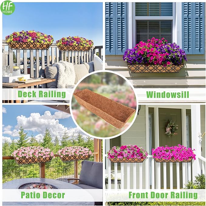 HFHOME 4Pcs 24" Trough Coco Fiber Replacement Liner, Natural 24 in Window Deck Coco Replacement Liner for Window Box