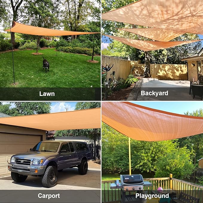 SUNLAX Sun Shade Sail 20' x 20' x 28.3' Peach Fuzz Rectangle Canopy Sail Shade Cover UV Block Permeable Sunshade Outdoor for Patio Backyard Deck Pergola (We Make Custom Size)