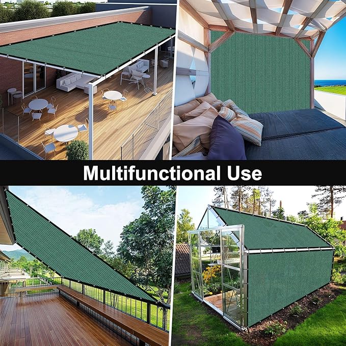 Artpuch 90% Sun Shade Cloth, 8 x 16 FT Pergola Shade Cover Canopy with Grommets, Sun Screen Fabric Tarp for Patio, Outdoor, Garden, Backyard, Green