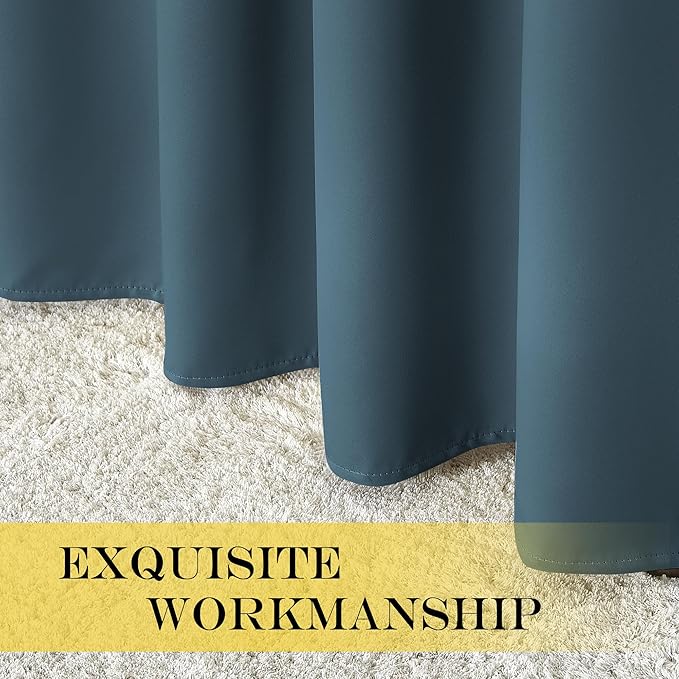 NICETOWN Blackout Patio Curtains 100 x 95 Inches Long for Sliding Door Extral Wide Blackout Curtain Panels Thermal Insulated Room Divider - Grommet Top, 100" W x 95" L, 1 Panel, Smoky Blue