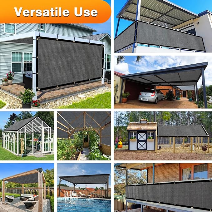 Artpuch Outdoor Pergola Shade Cover 6x8 FT Sun Shade Cloth with Grommets Dark Grey 90% UV Protection Canopy Patio Privacy Screen (Customized Available)
